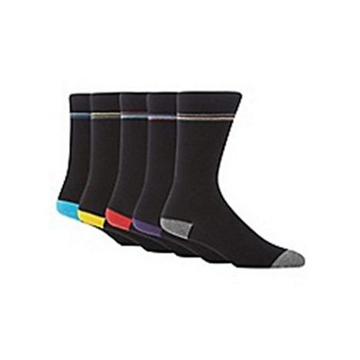 Pack of five black highlight striped socks